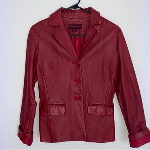 Margaret Godfrey Burgundy Leather Blazer Jacket